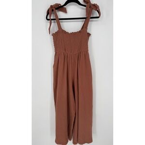 PETAL & PUP MUSLIN 100% COTTON TIE STRAP WIDE LEG JUMPSUIT MAUVE SIZE 6